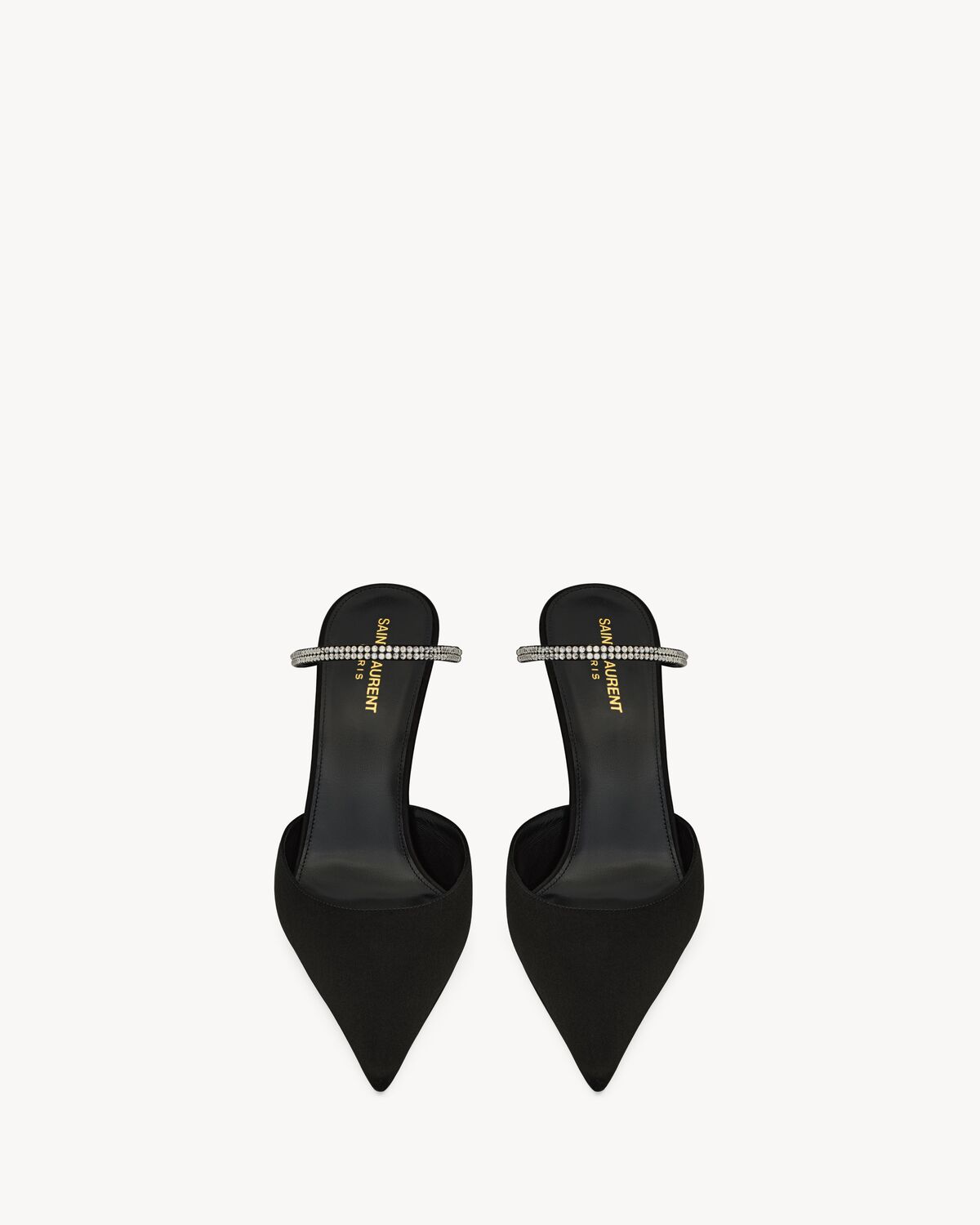 생로랑 새틴 크레이프와 라인스톤 소재의 바바라 뮬 7997159QN0A1021