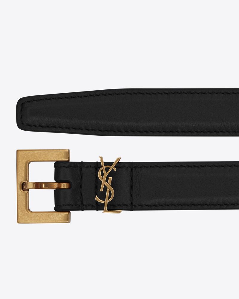 CASSANDRE THIN BELT WITH SQUARE BUCKLE IN BOX SAINT LAURENT LEATHER, Saint  Laurent