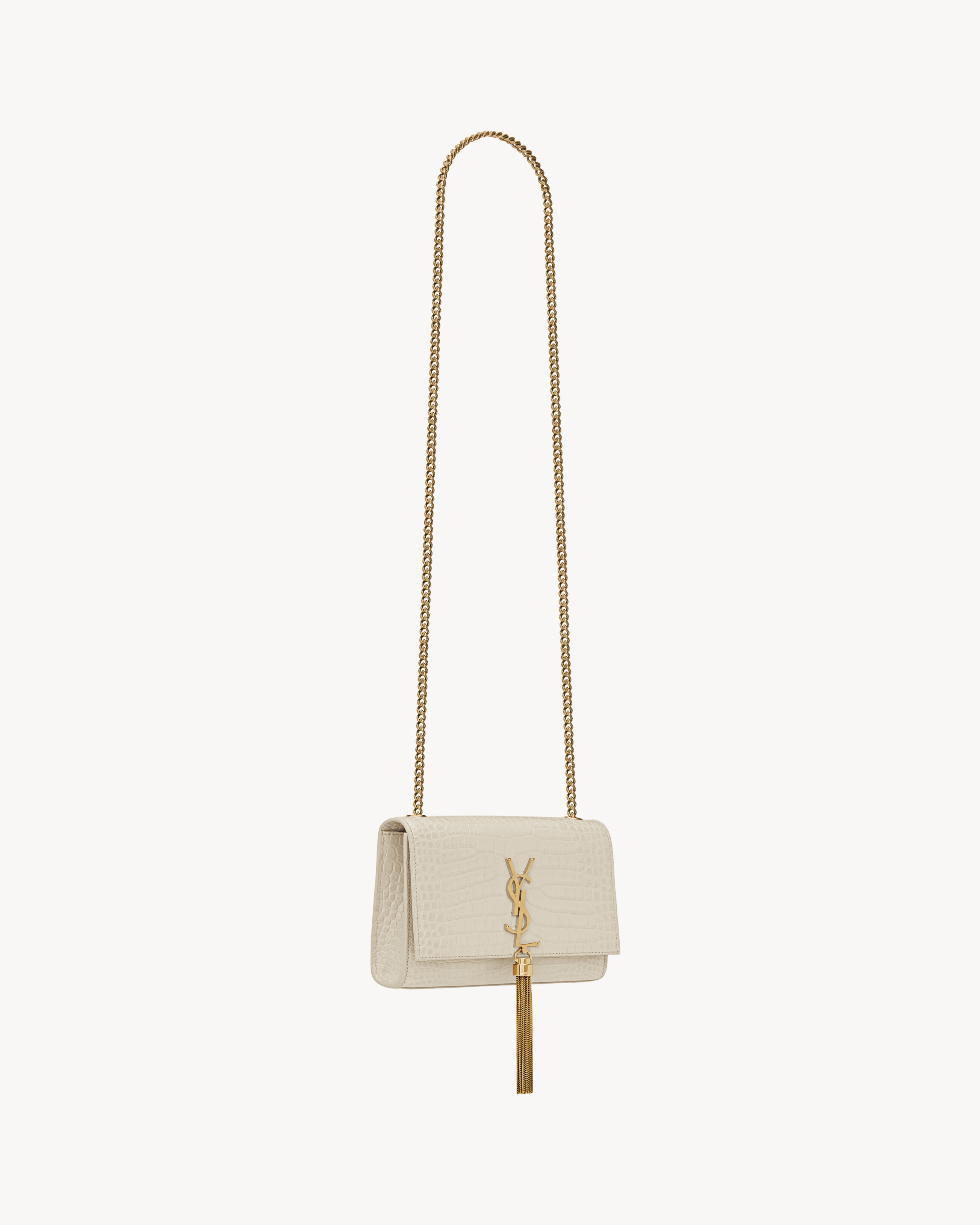 KATE SMALL TASSEL IN CROCODILE-EMBOSSED LEATHER