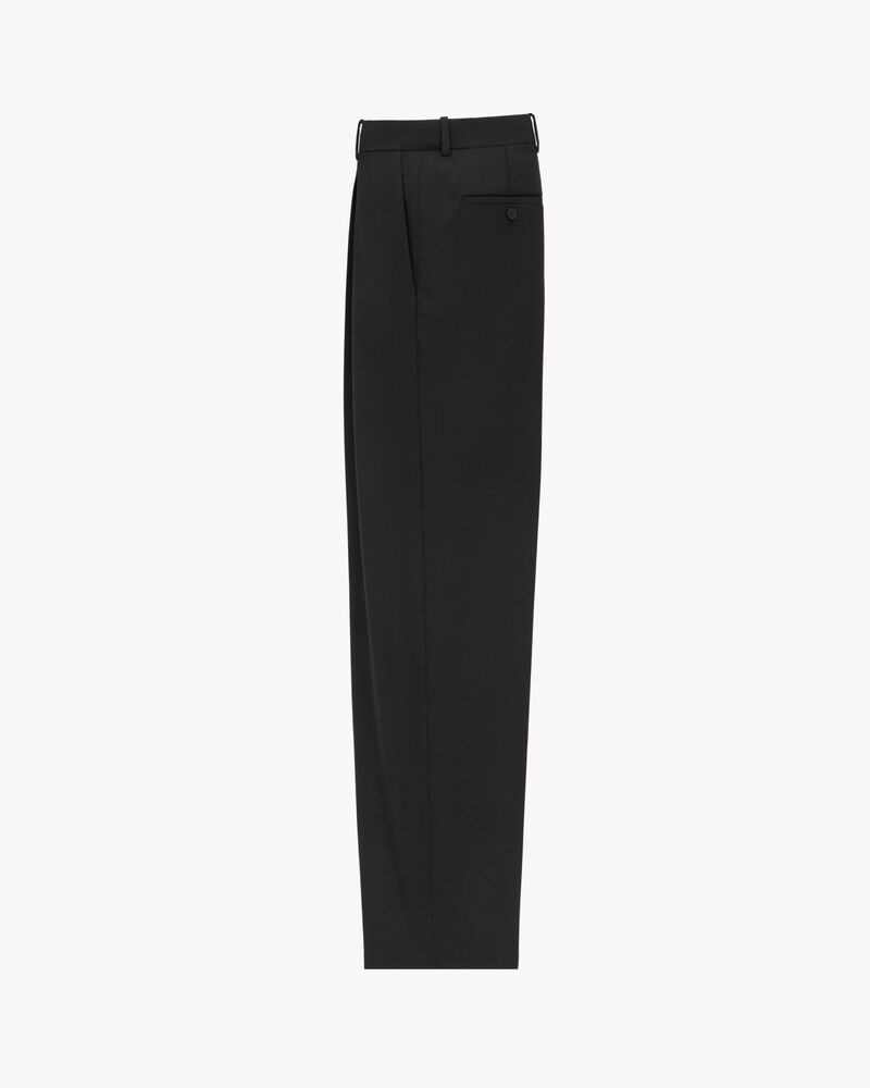 Pantalon taille haute en laine chinée