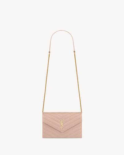 cassandre envelope chain wallet in grain de poudre leather