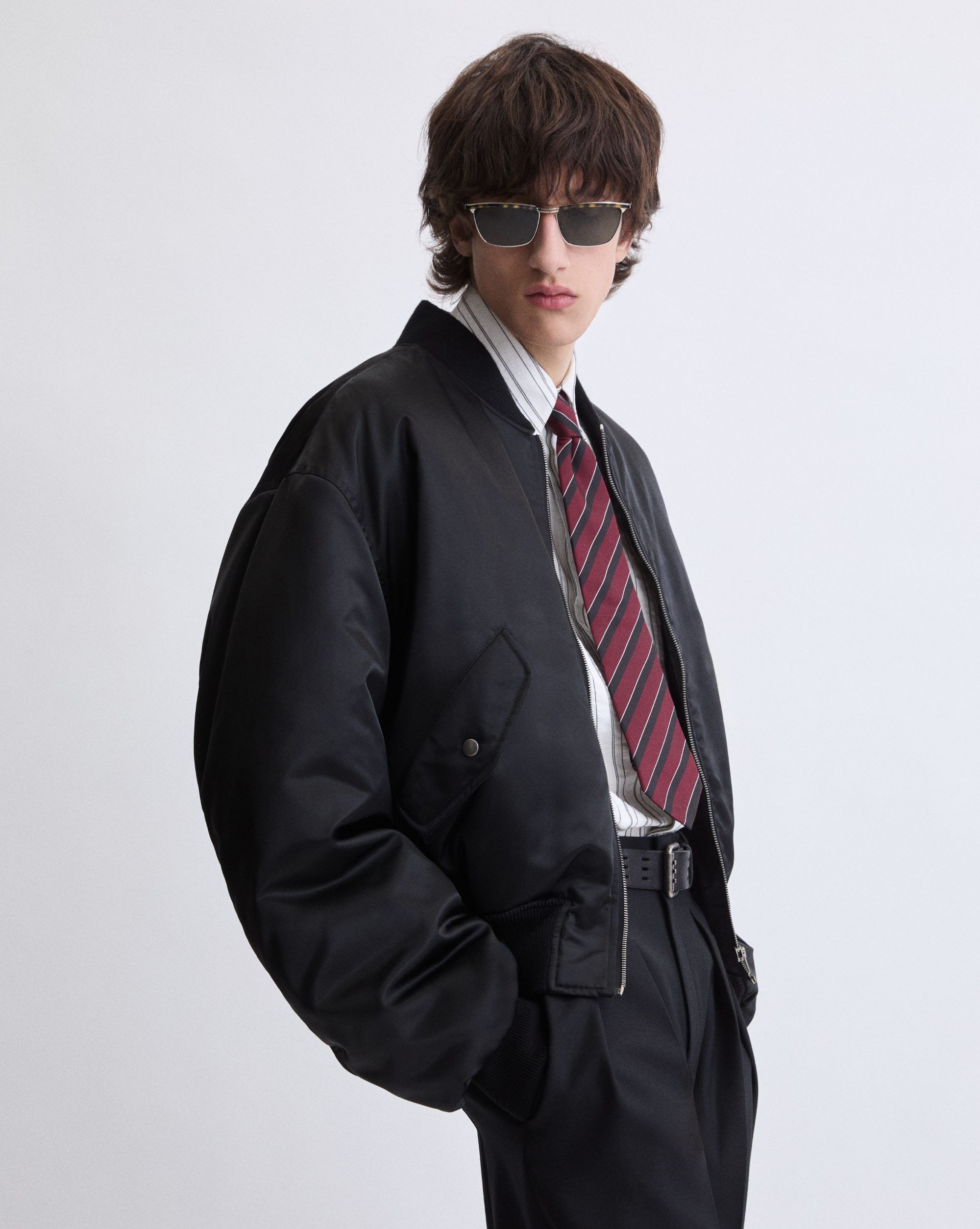 bomber jacket in water-repellent nylon serge