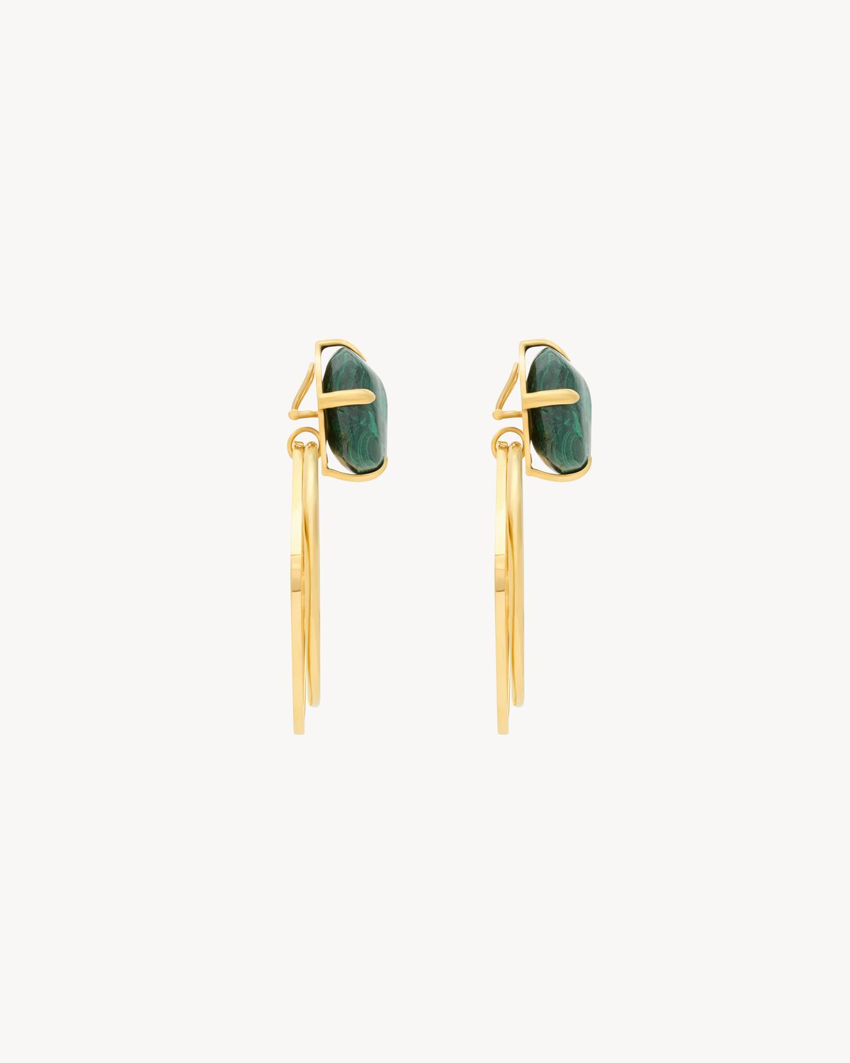 knocker earrings in malachite and metal