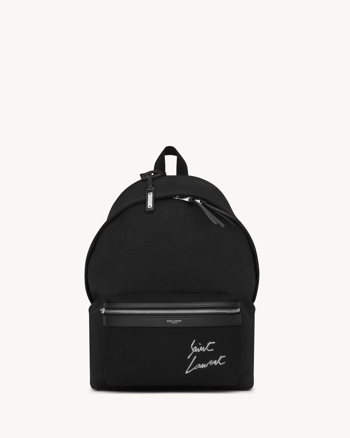 saint laurent embroidered city backpack in canvas