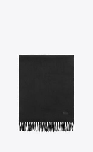 黑色羊絨針織流蘇圍巾