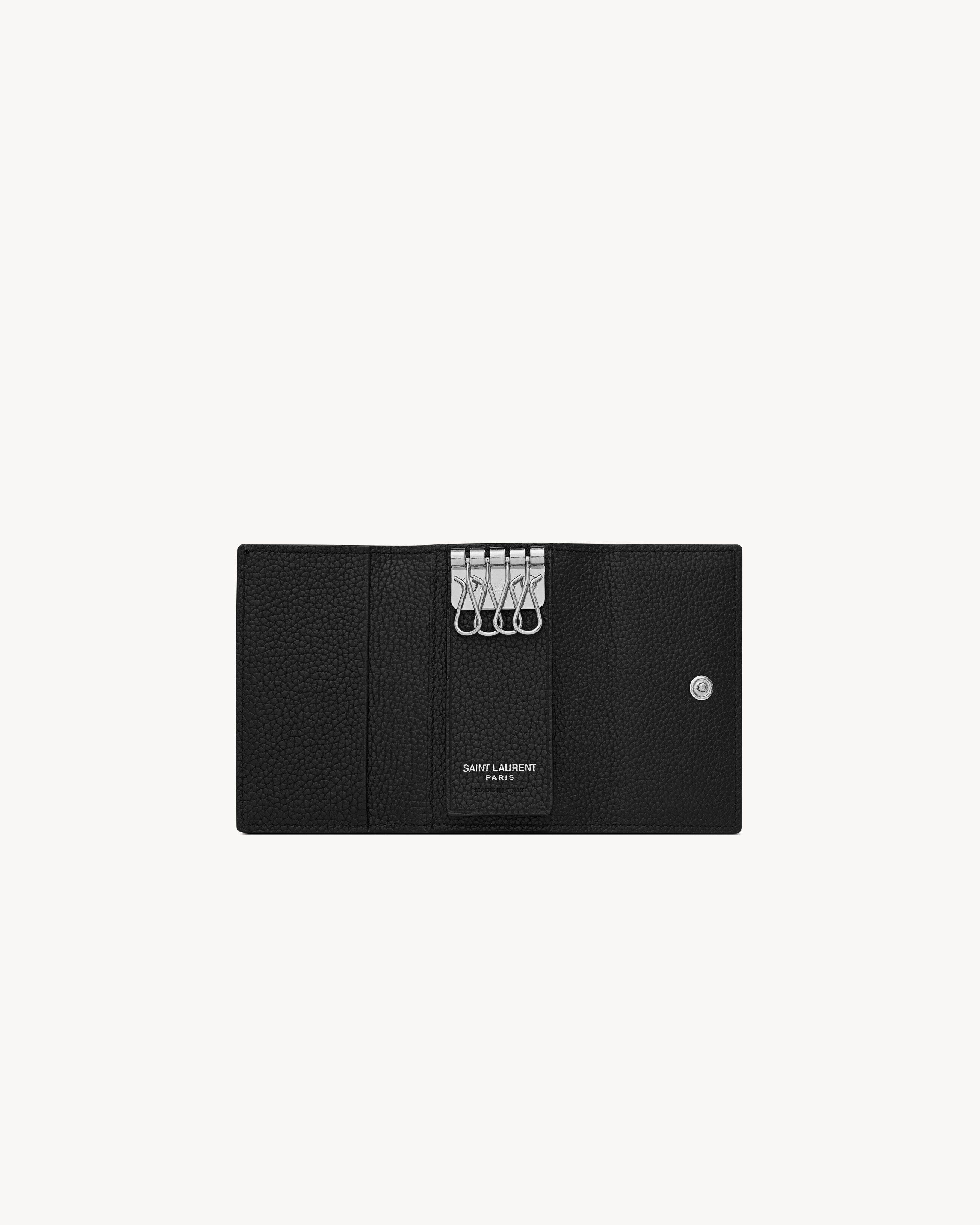 CASSANDRE SHADOW SAINT LAURENT SLIM KEYCASE IN GRAINED LEATHER