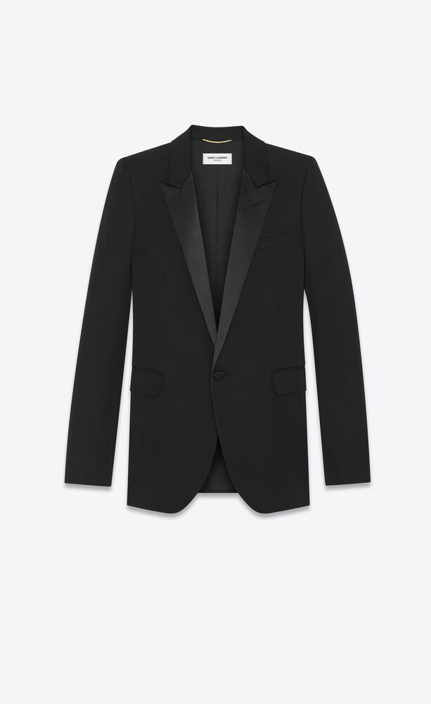 double-breasted tuxedo jacket in grain de poudre 