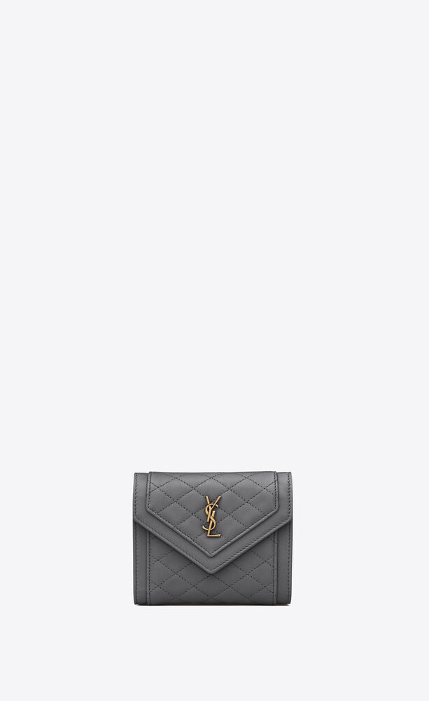 gaby compact tri-fold wallet in quilted lambskin