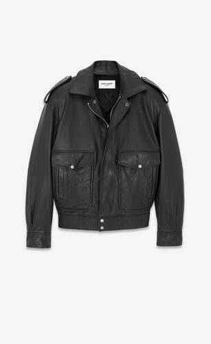 Oversized jacket in grained leather, Saint Laurent