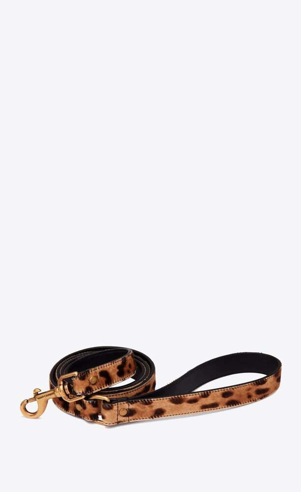 dog leash in ponyskin-look leather with a leopard print