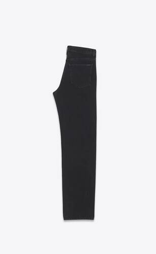 jeans larghi e lunghi in denim nero effetto sbiadito