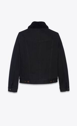 jacket with shearling in worn black denim