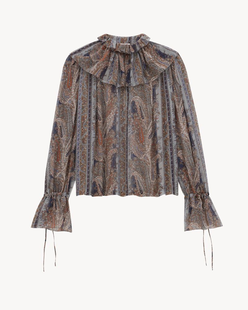 Blusa in georgette di seta motivo paisley