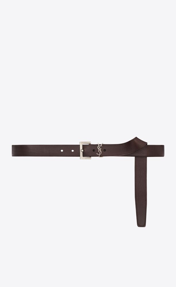Saint Laurent Cassandre leather belt - Black