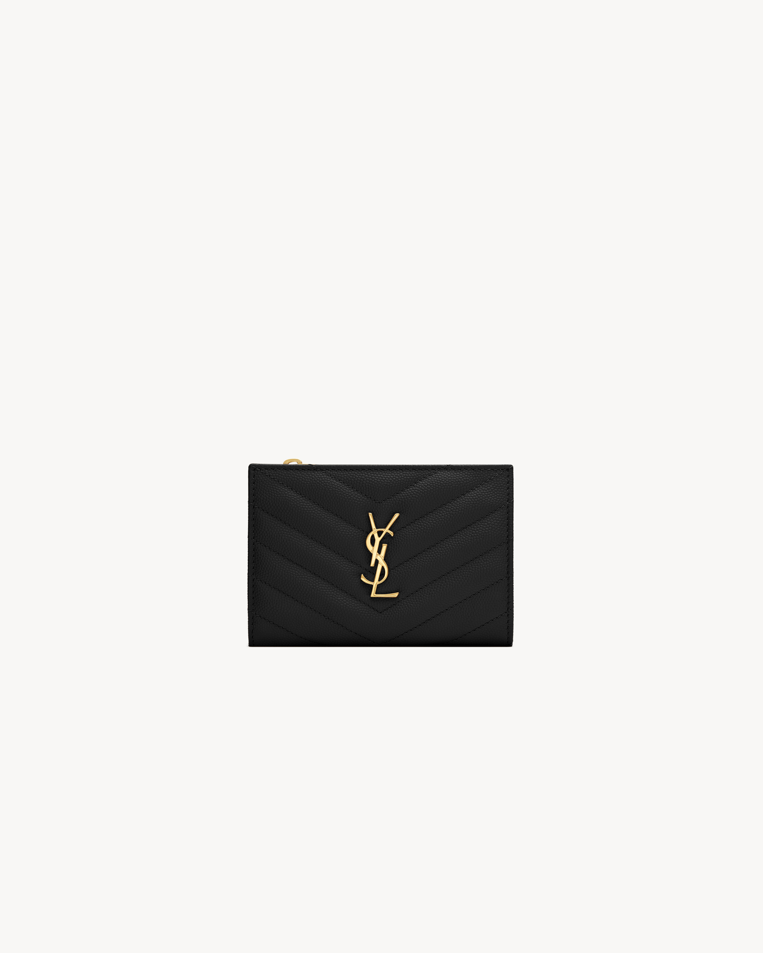 SAINT LAURENT Cassandre Grain De Poudre Matelasse Monogram Zipped