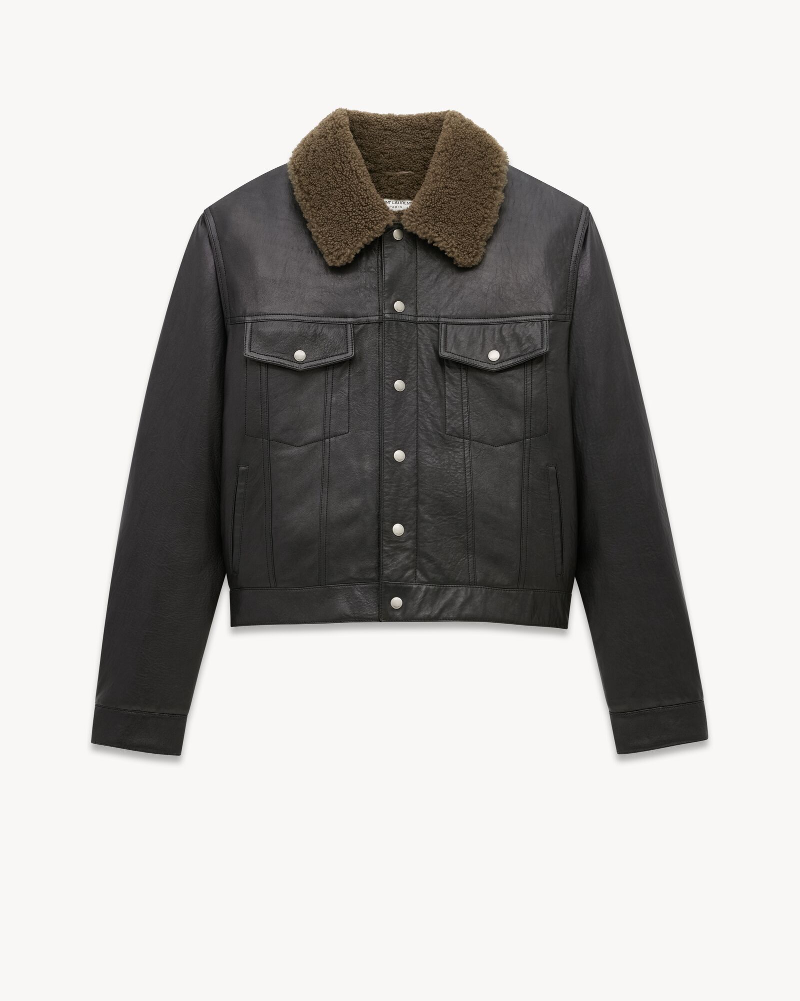 Short jacket in grained lambskin and shearling | Saint Laurent | YSL.com