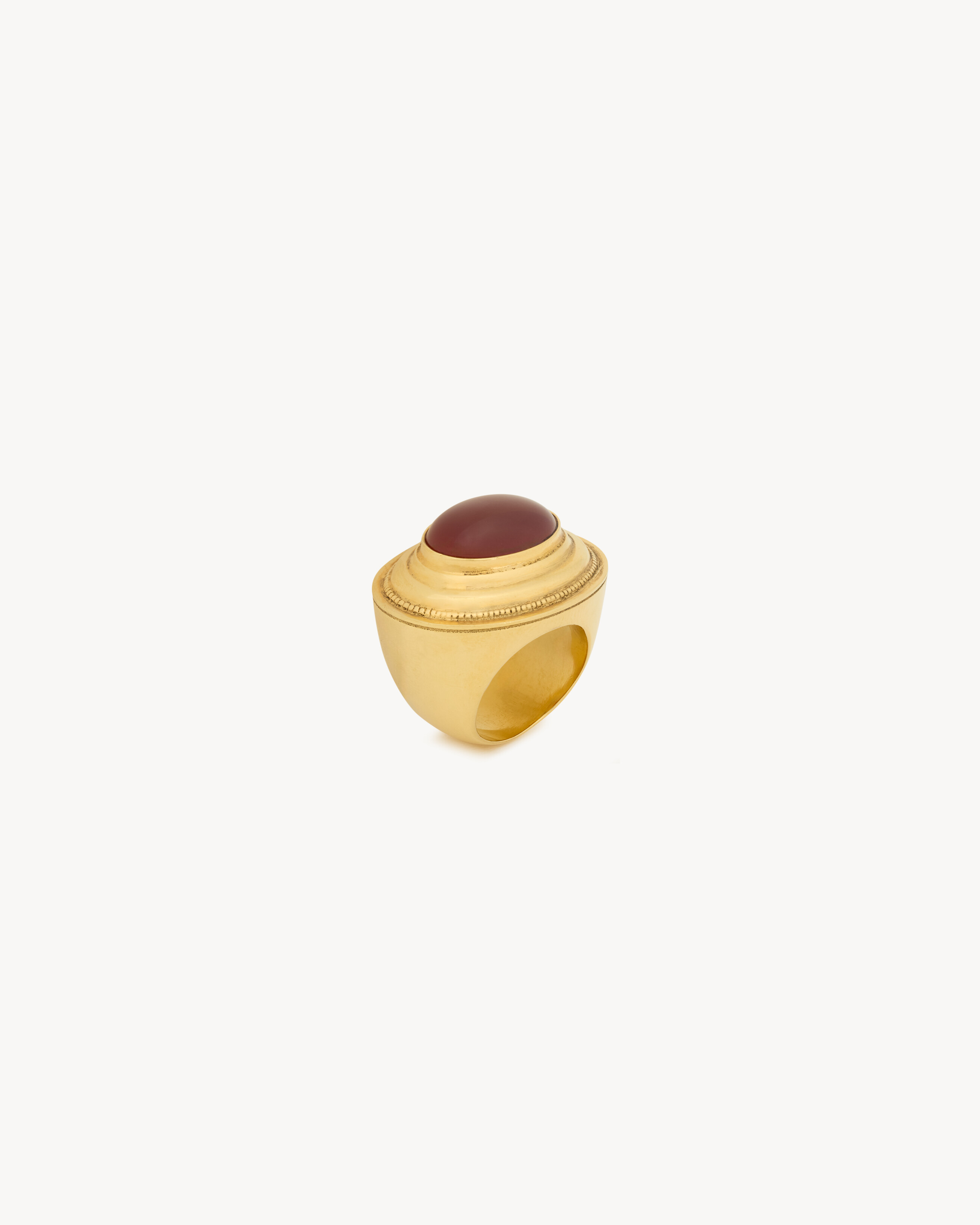 CABOCHON DOME RING IN AGATE AND METAL