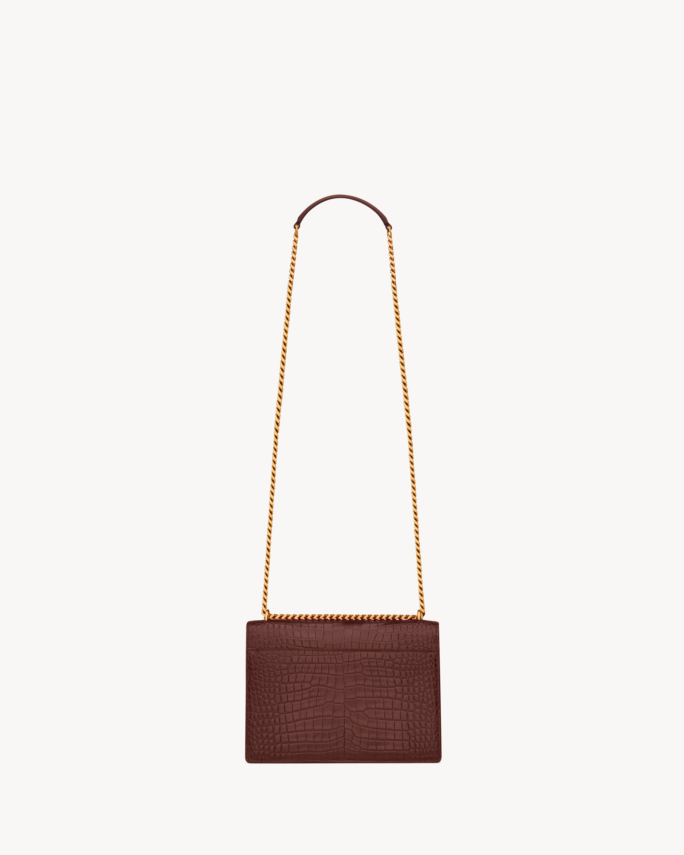 SUNSET Medium tasche aus glanzleder mit krokodilledereffekt