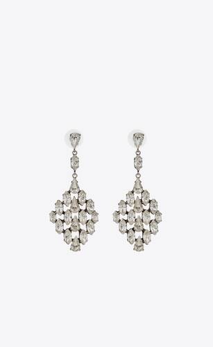 rhinestone diamond-shaped earrings in metal