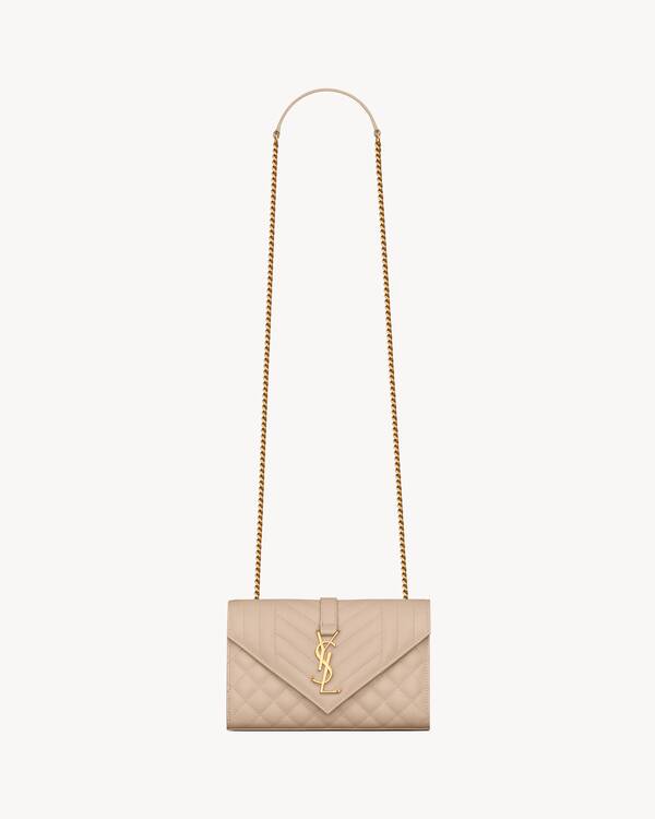 ENVELOPE SMALL IN QUILTED GRAIN DE POUDRE EMBOSSED LEATHER Saint Laurent YSL