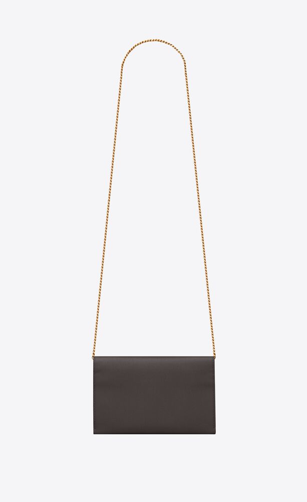 uptown chain wallet in grain de poudre embossed leather