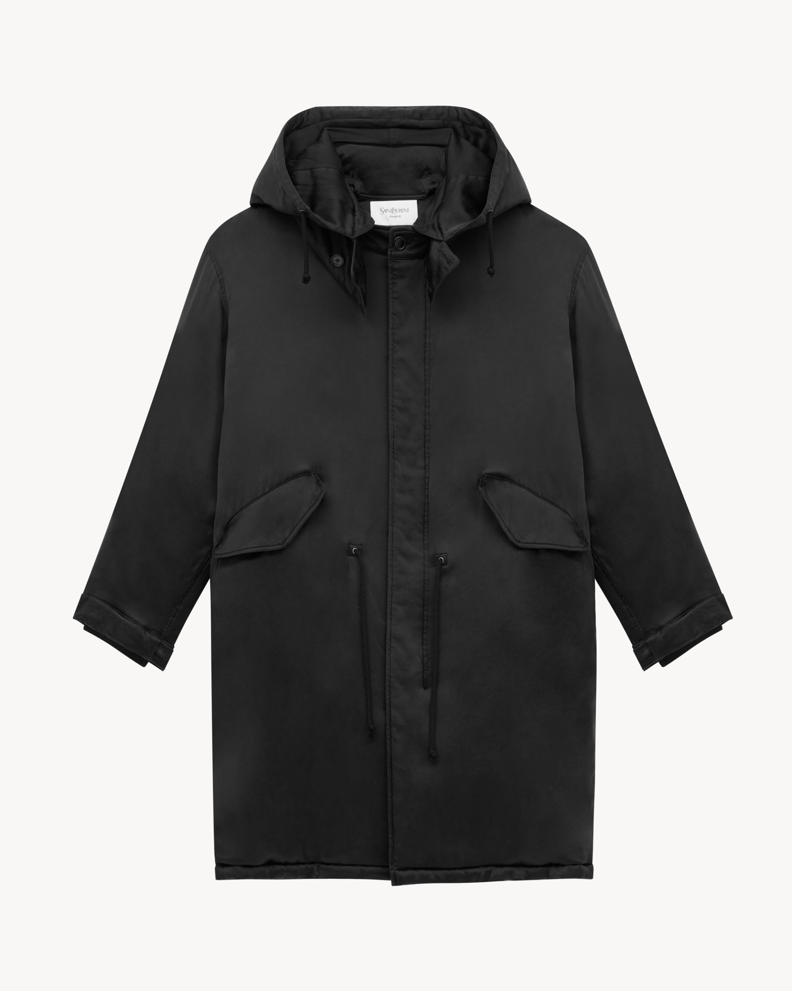 long parka in silk satin