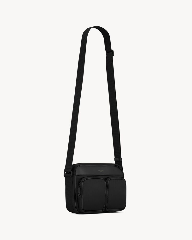 Nylon and regenerated-leather crossbody bag