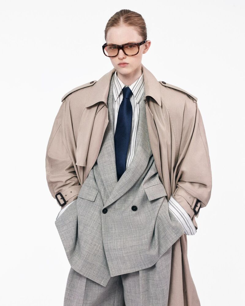 cape trench coat in cotton twill