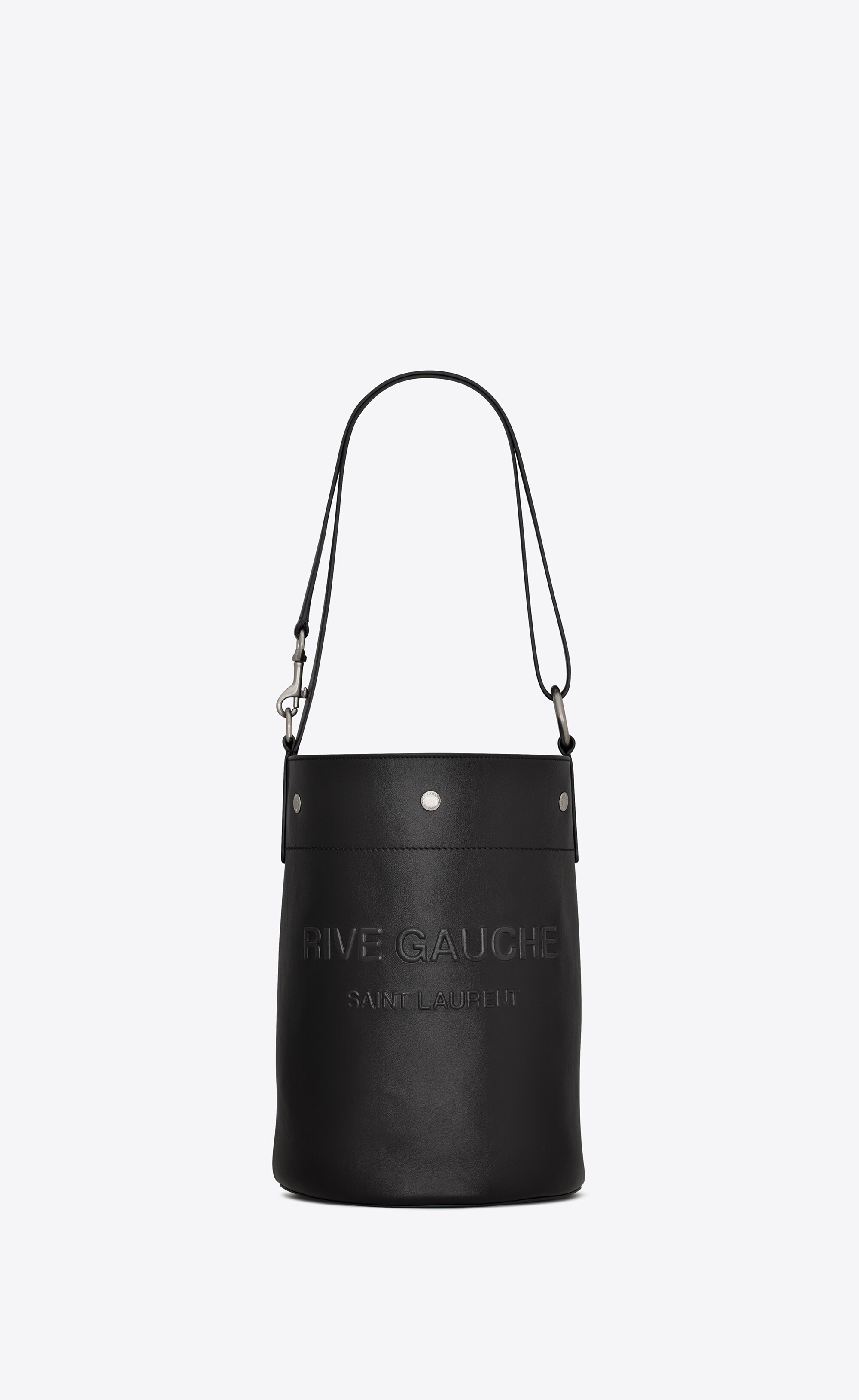 rive gauche laced bucket bag in smooth leather