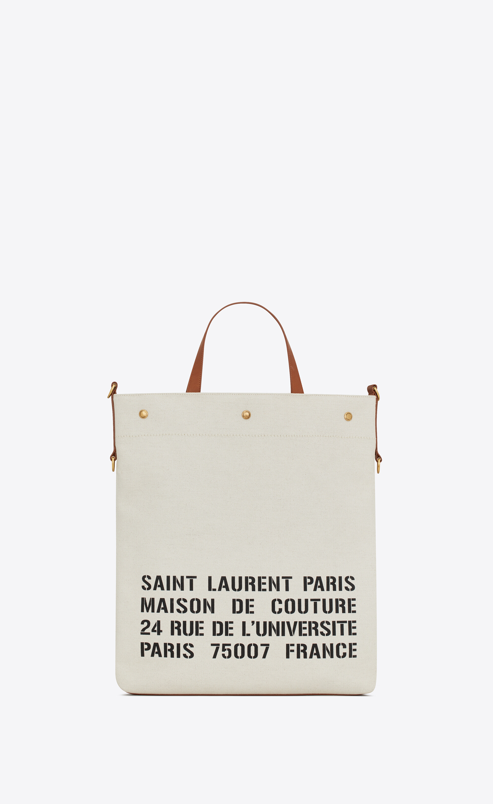 UNIVERSITE NORTH/SOUTH FOLDABLE TOTE BAG IN CANVAS AND SMOOTH LEATHER, Saint Laurent