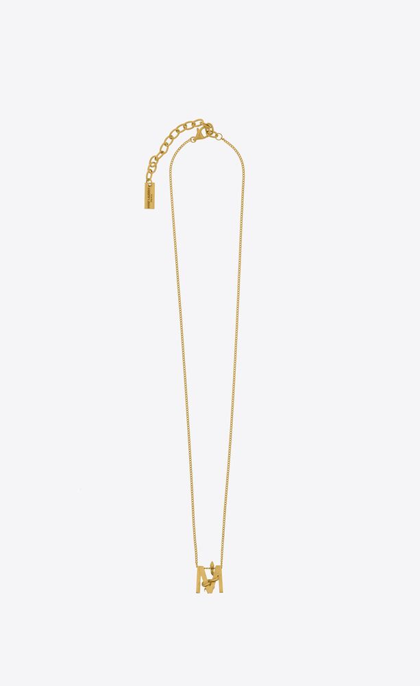 letter m pendant necklace in 18k gold