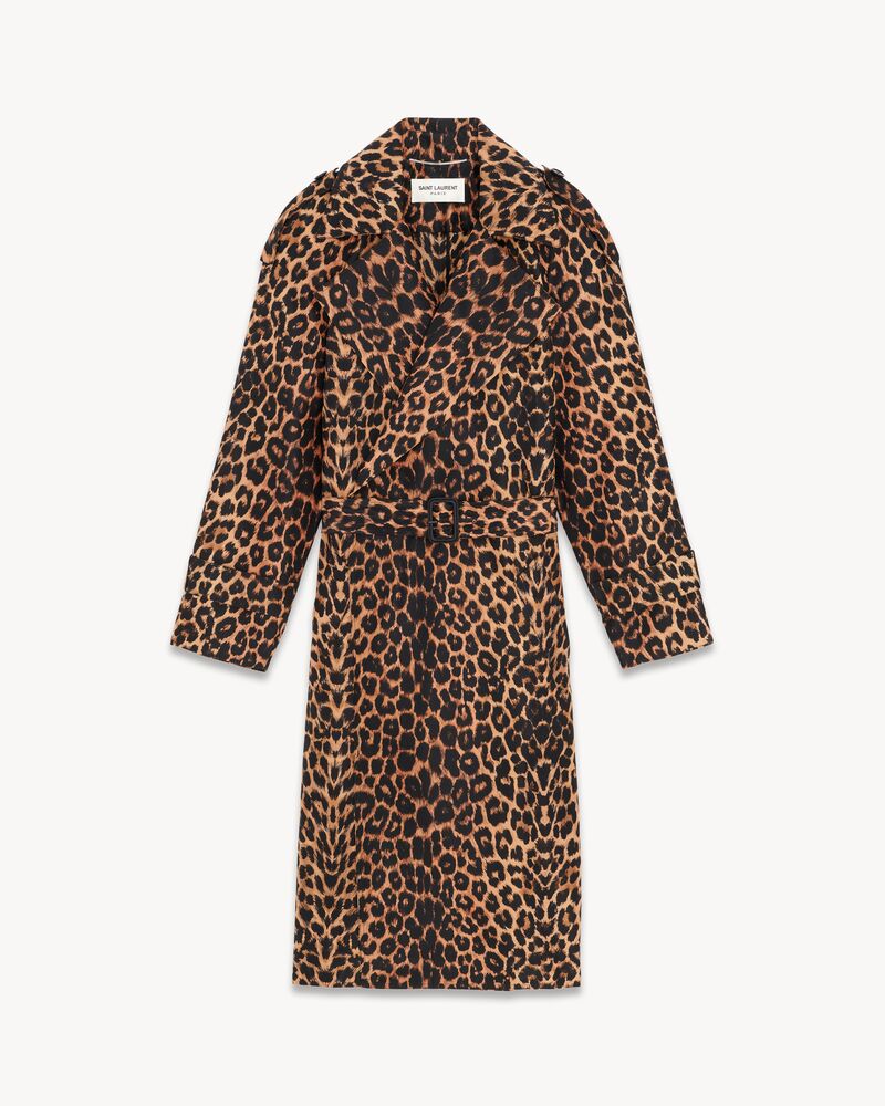 Tiger print trench clearance coat