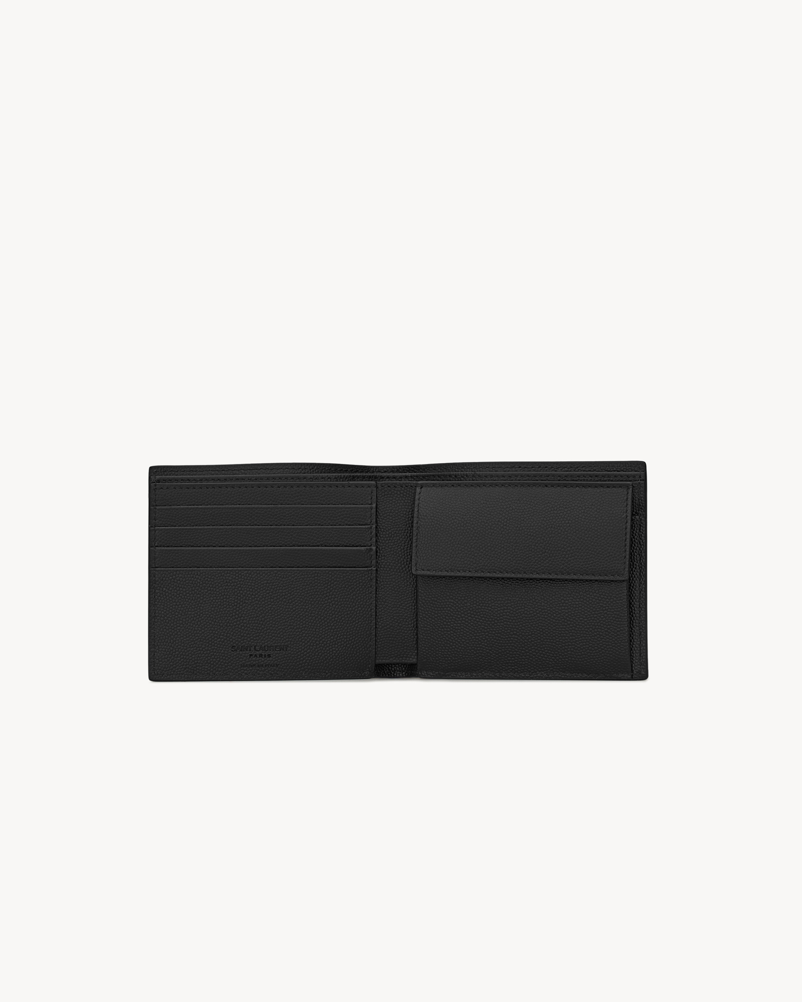 동전 지갑이 포함된 그랑 드 뿌드르 엠보스드 가죽 소재의 SAINT LAURENT PARIS EAST/WEST 지갑