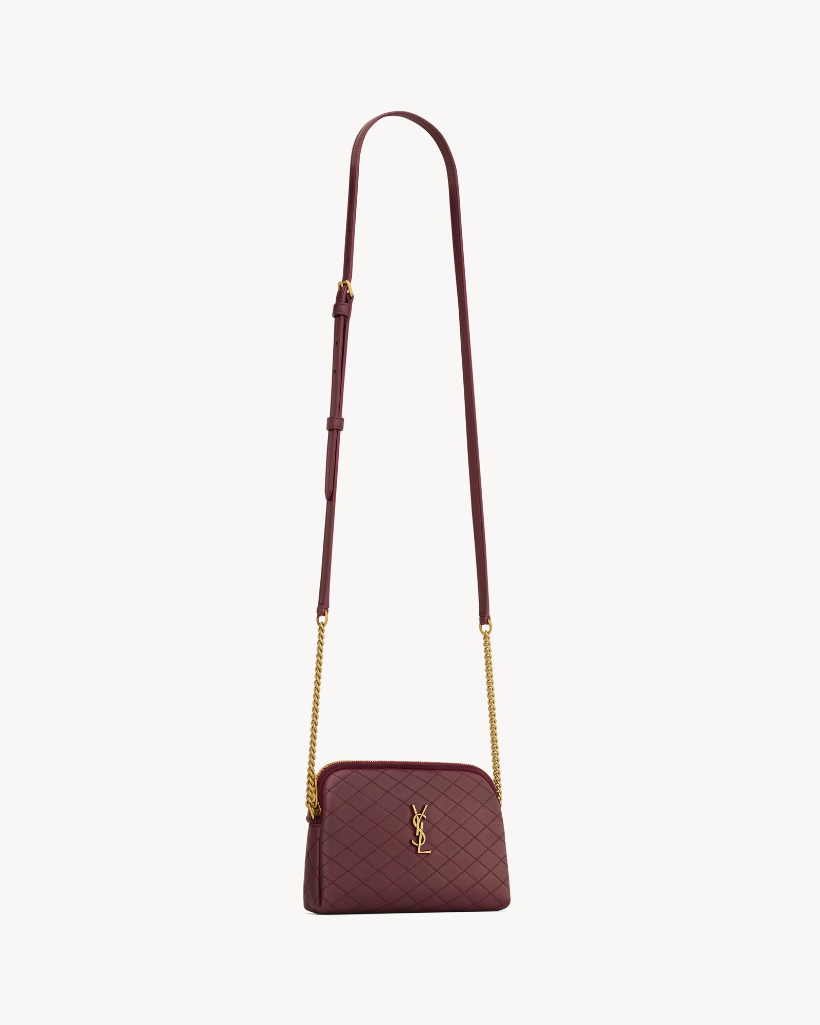 GABY ZIPPED POUCH 19 IN BLACK GLOSSY LAMBSKIN GOLD HARDWARE