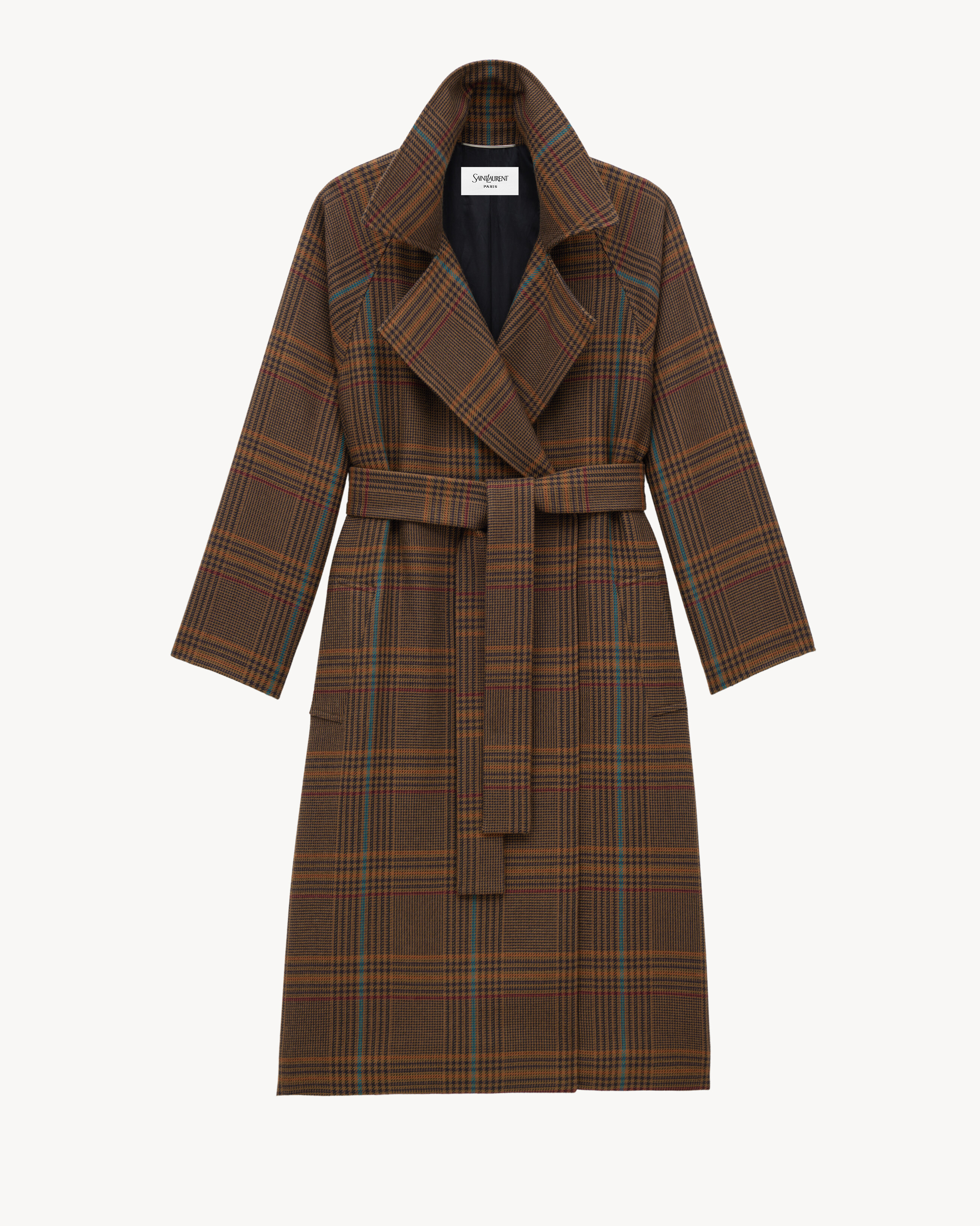 Cappotto lungo in lana Principe di Galles