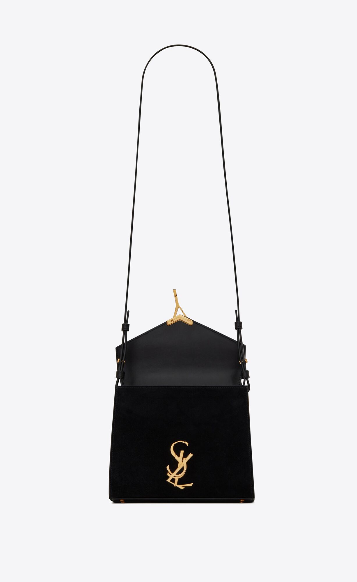 CASSANDRA Mini top handle bag in leopardprint suede and smooth leather