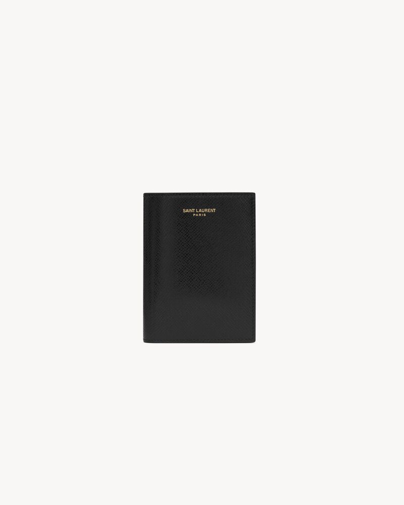 Saint Laurent Paris credit card wallet in coated bark leather