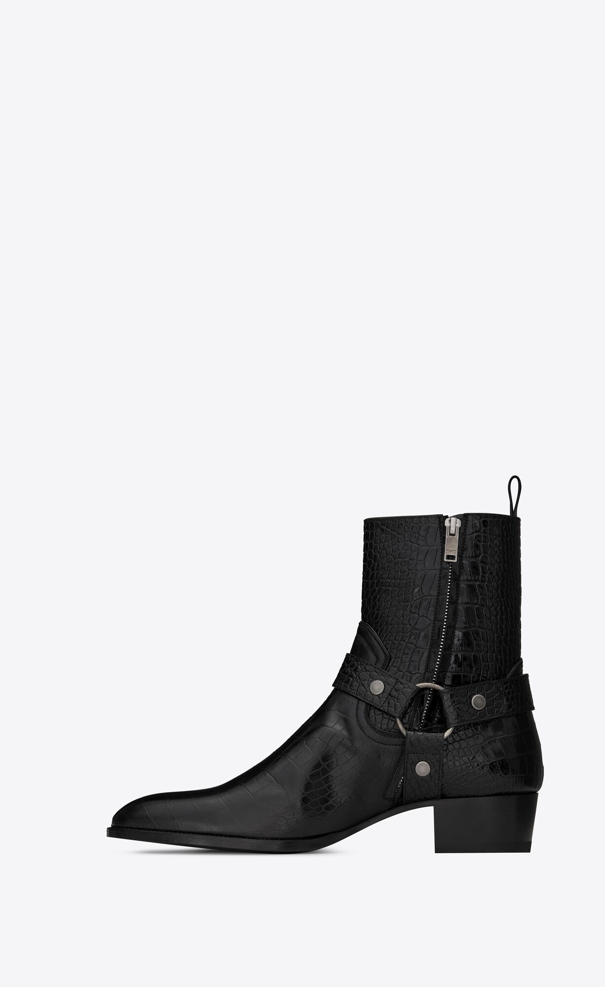 WYATT harness boots in crocodile-embossed leather | Saint Laurent ...