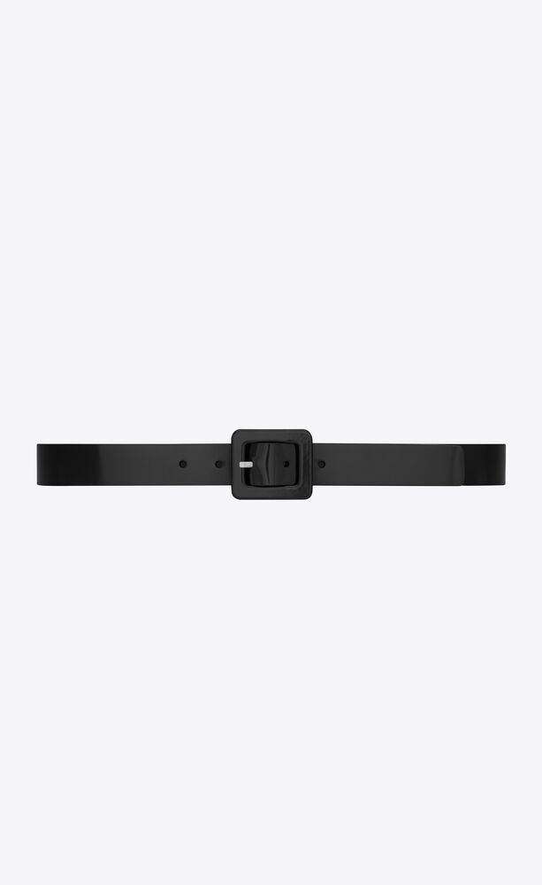 square buckle belt in shiny leather