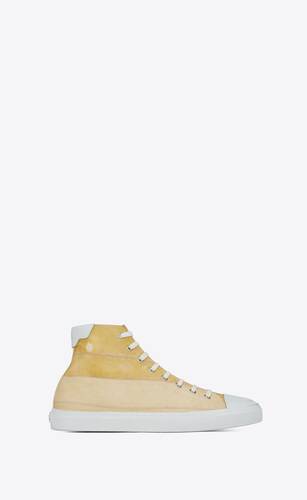 men - "somewhere it hides a well" larry mid-top sneakers in canvas and leather