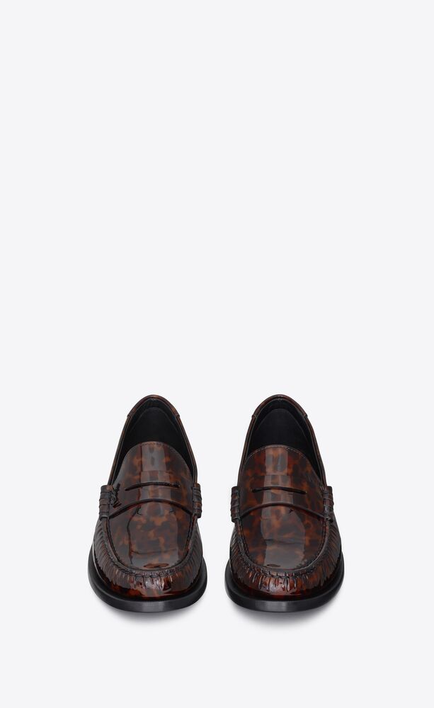 le loafer monogram penny slippers in tortoiseshell patent leather