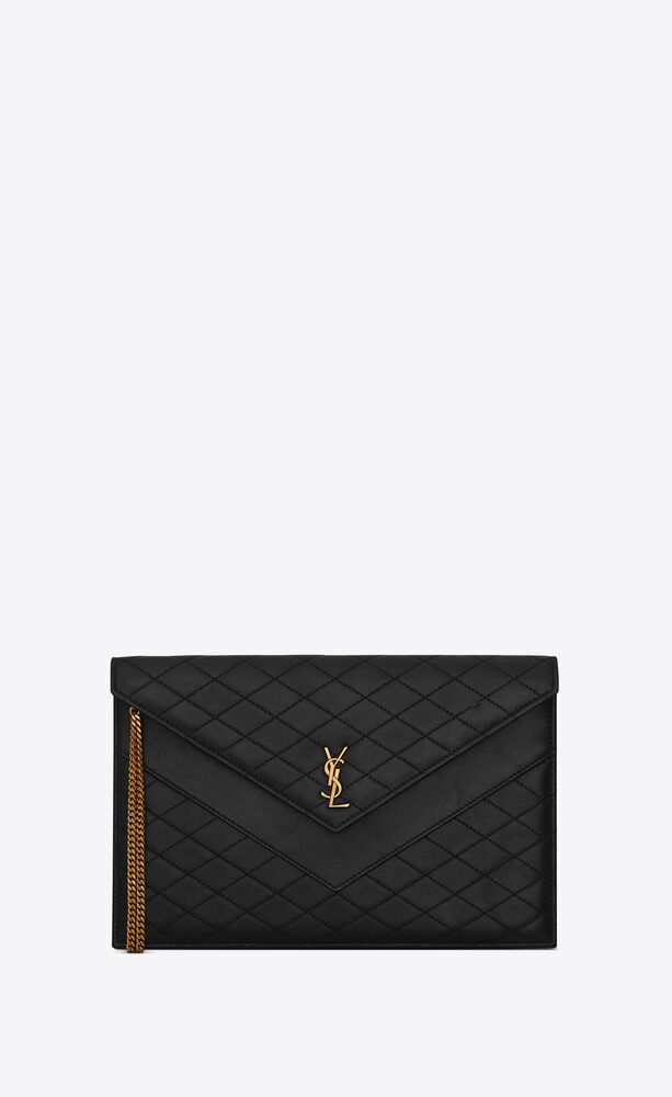 Saint Laurent Gaby Quilted Leather Clutch