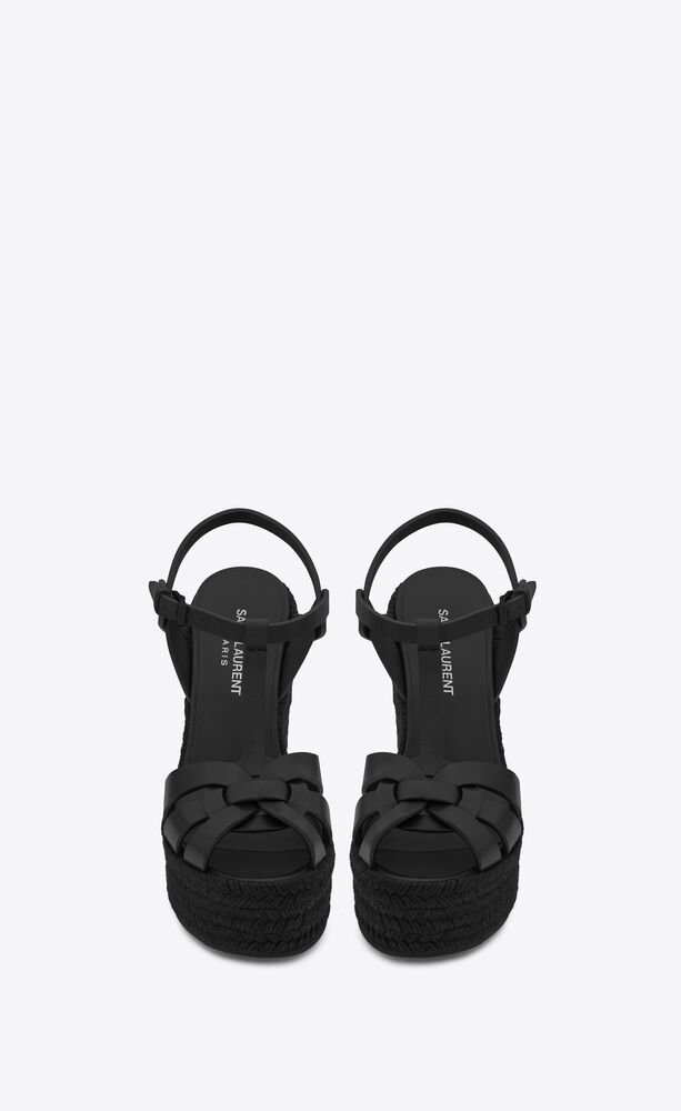 Saint Laurent Tribute Espadrille Wedge Sandals, $945, farfetch.com