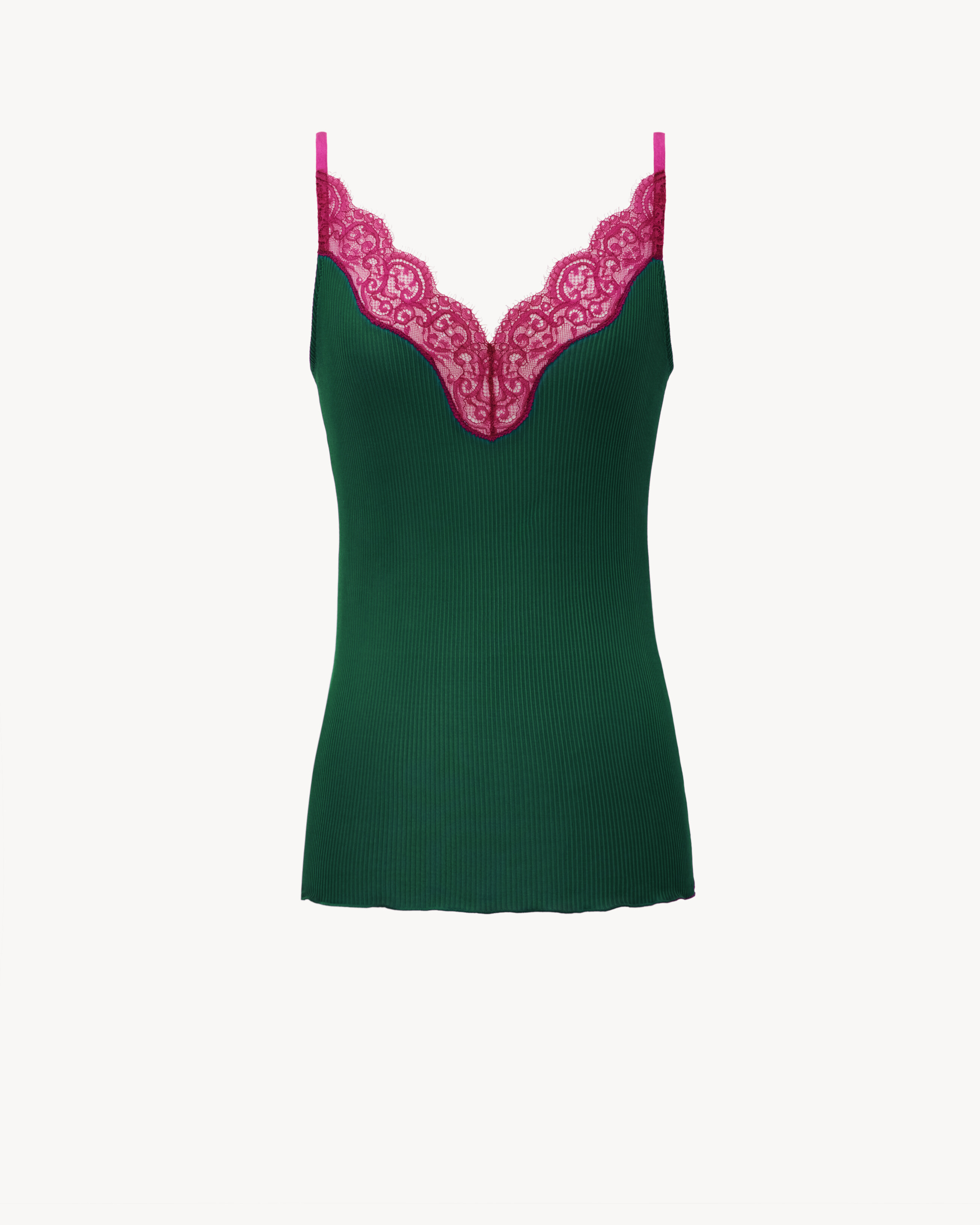 Lace Tank Top in Ribbed Silk Jersey