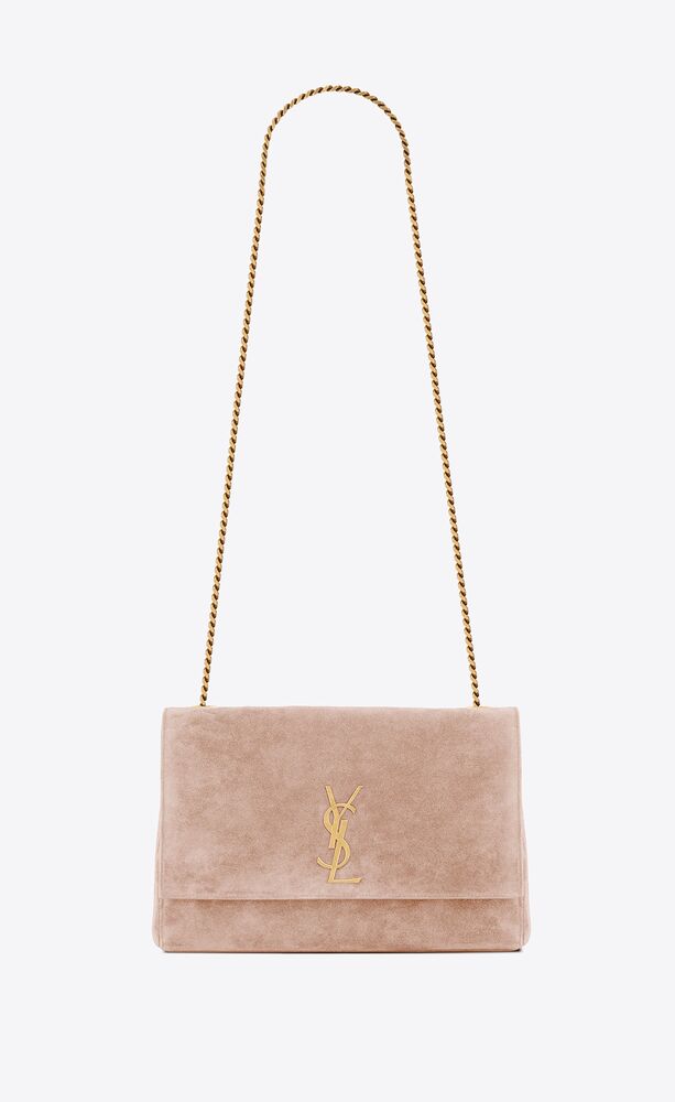kate medium supple/reversible chain bag in shiny leather and suede