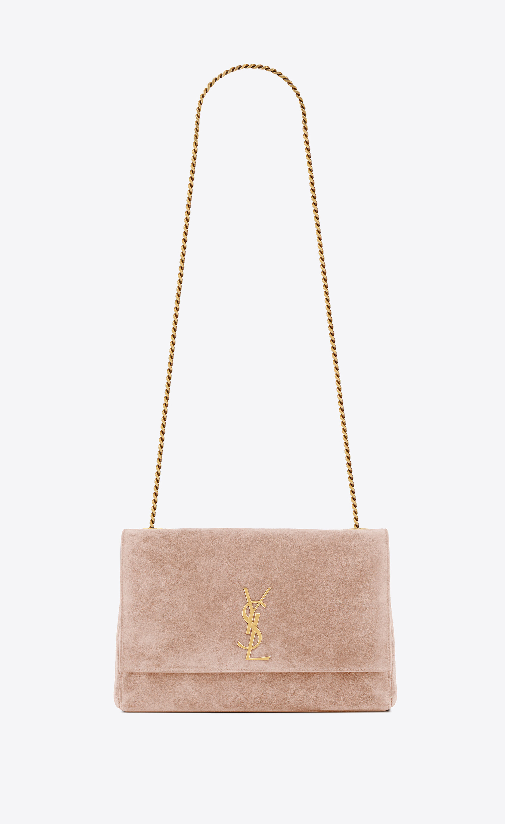 kate medium supple/reversible chain bag in shiny leather and suede