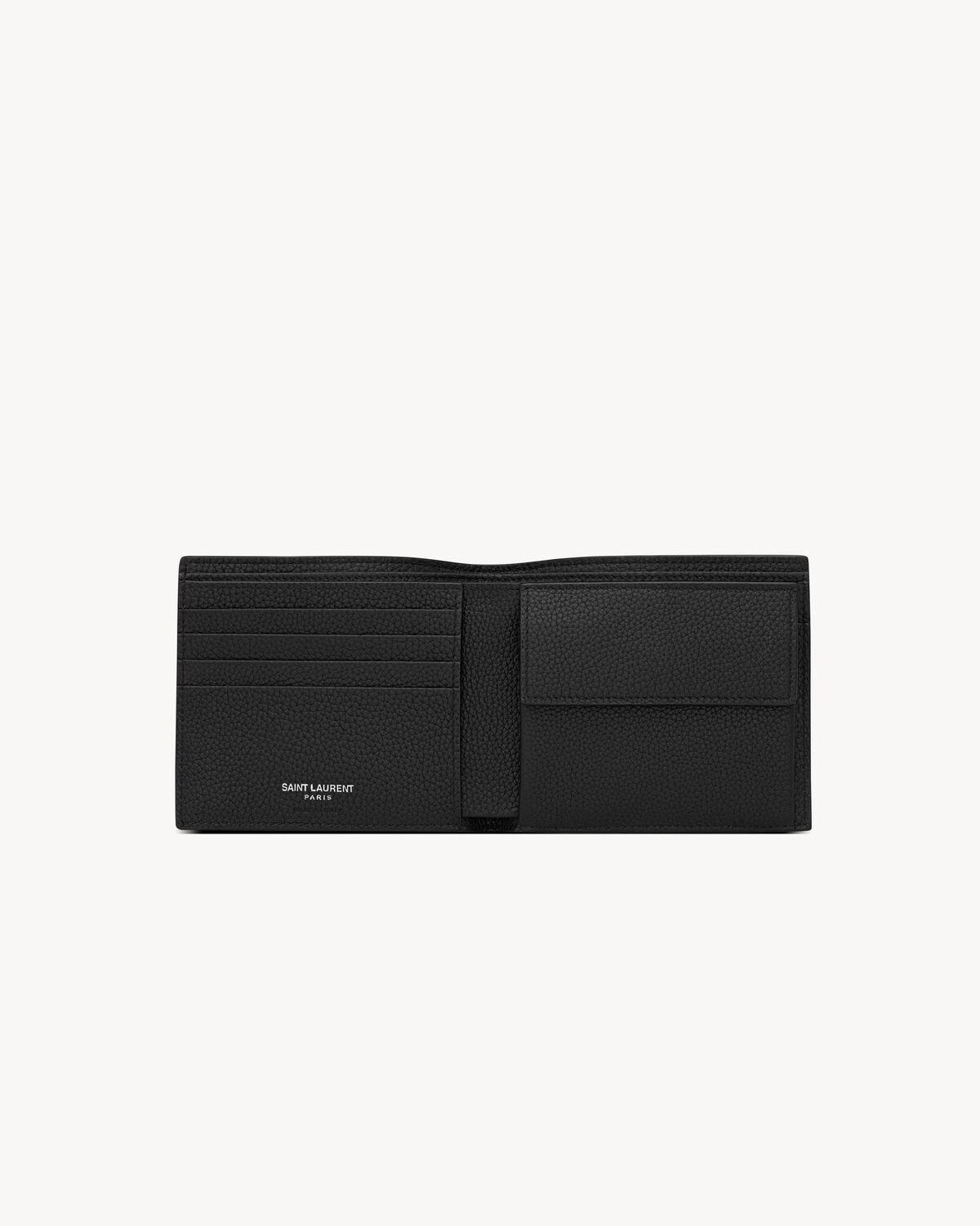 동전 지갑이 포함된 그레인 가죽 소재의 CASSANDRE 쉐도우 SAINT LAURENT EAST/WEST 지갑