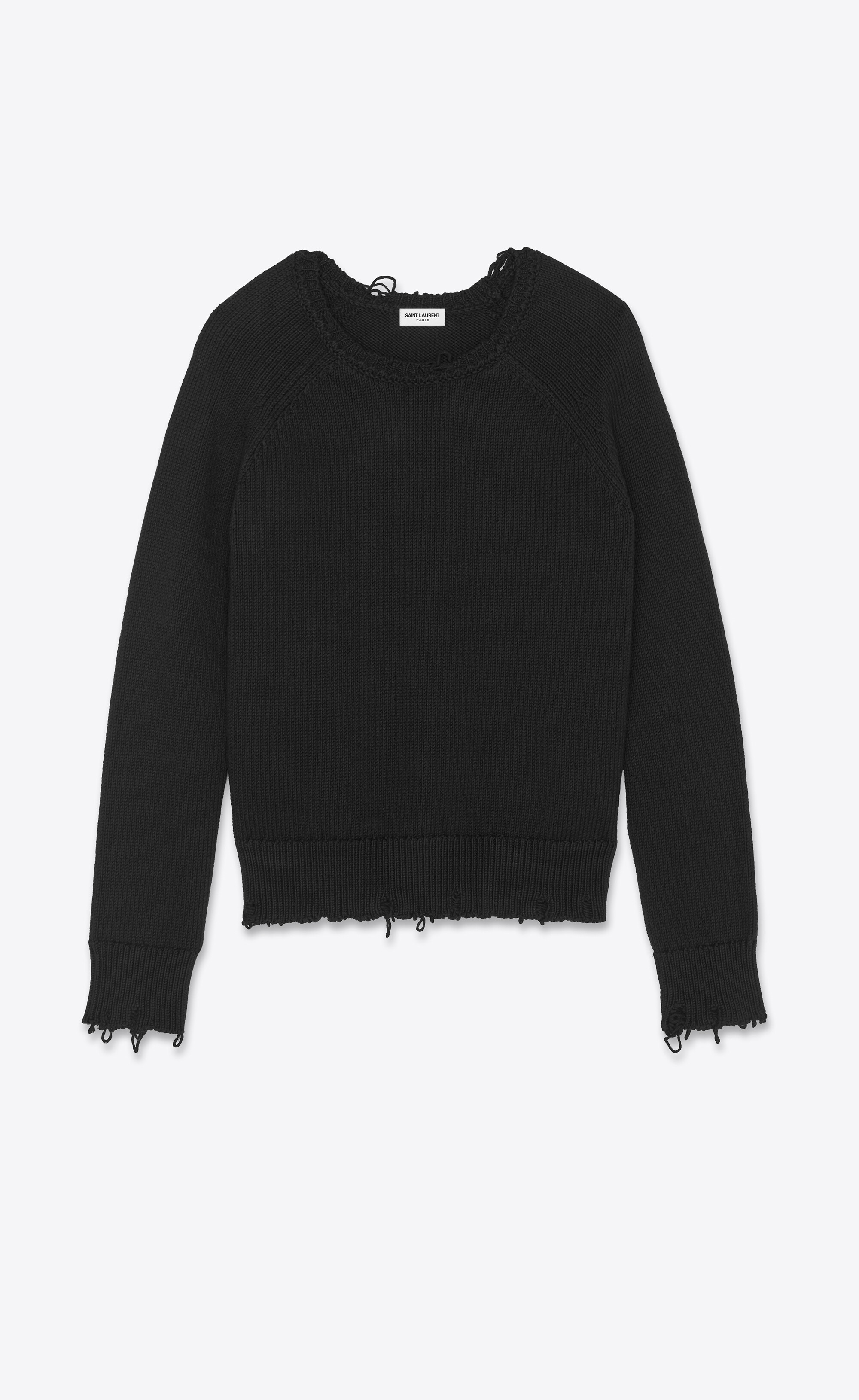 Destroyed knit sweater | Saint Laurent | YSL.com