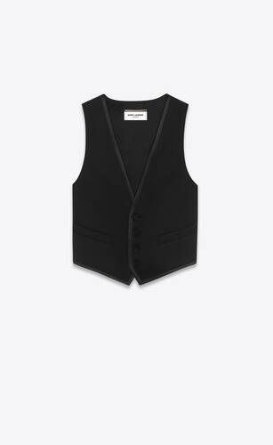 short tuxedo vest in grain de poudre saint laurent