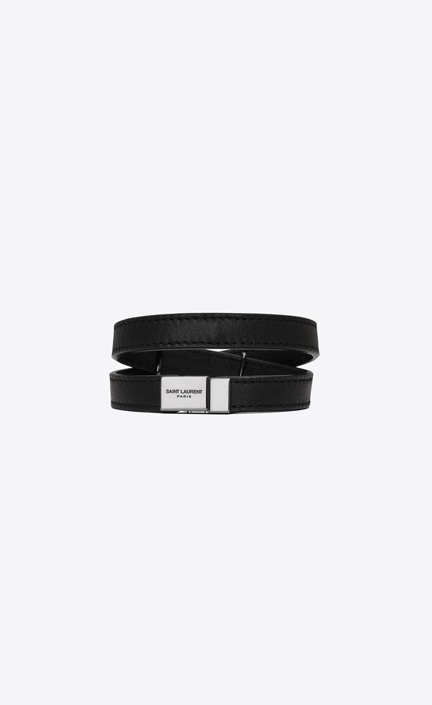 OPYUM bracelet double tour en cuir laqué et métal | Saint Laurent | YSL.com